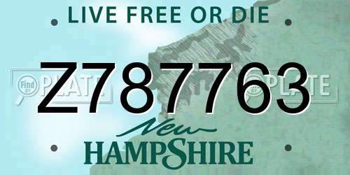 Z787763 New Hampshire License Plate
