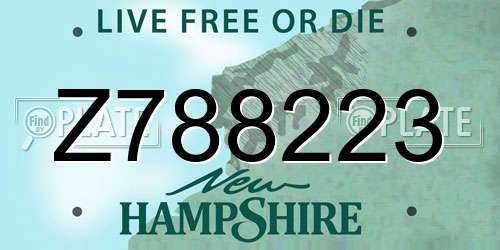 Z788223 New Hampshire License Plate