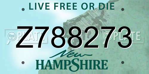Z788273 New Hampshire License Plate