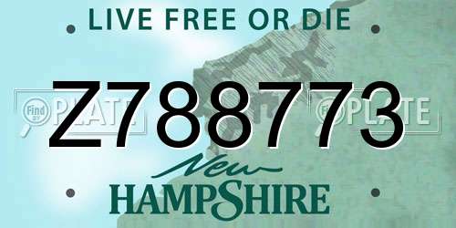 Z788773 New Hampshire License Plate
