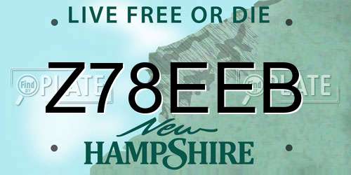 Z78EEB New Hampshire License Plate