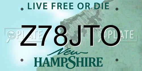Z78JTO New Hampshire License Plate