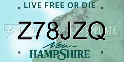 Z78JZQ New Hampshire License Plate