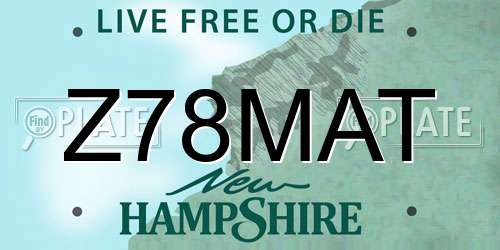 Z78MAT New Hampshire License Plate