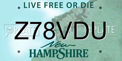 Z78VDU New Hampshire License Plate
