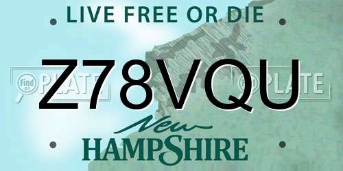 Z78VQU New Hampshire License Plate