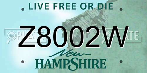 Z8002W New Hampshire License Plate
