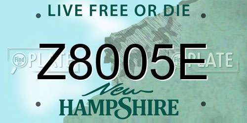 Z8005E New Hampshire License Plate