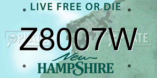 Z8007W New Hampshire License Plate