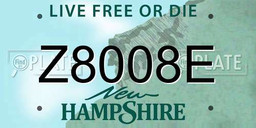 Z8008E New Hampshire License Plate