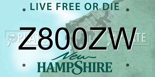 Z800ZW New Hampshire License Plate