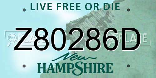 Z80286D New Hampshire License Plate