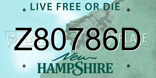 Z80786D New Hampshire License Plate