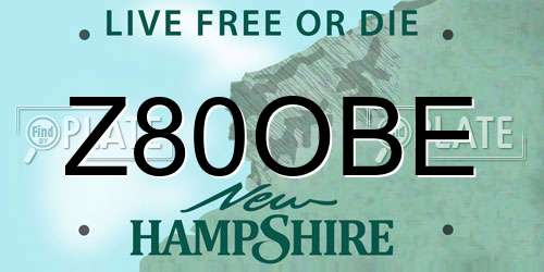 Z80OBE New Hampshire License Plate