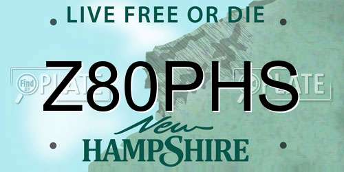 Z80PHS New Hampshire License Plate