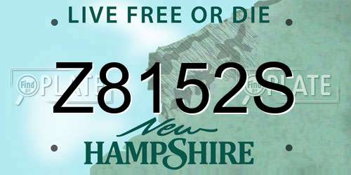 Z8152S New Hampshire License Plate
