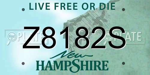 Z8182S New Hampshire License Plate