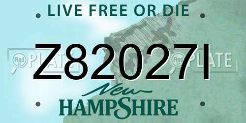 Z82027I New Hampshire License Plate