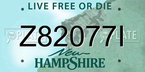 Z82077I New Hampshire License Plate