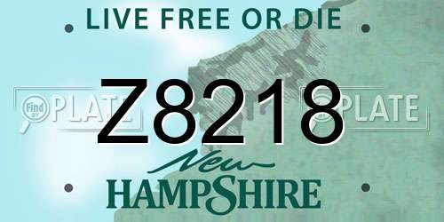 Z8218 New Hampshire License Plate