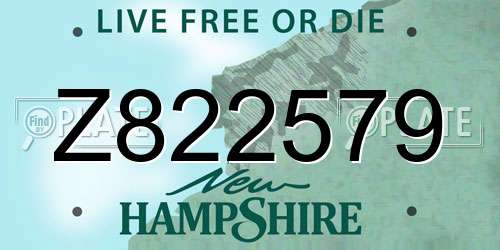 Z822579 New Hampshire License Plate