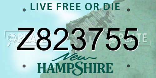 Z823755 New Hampshire License Plate