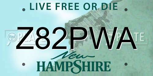 Z82PWA New Hampshire License Plate