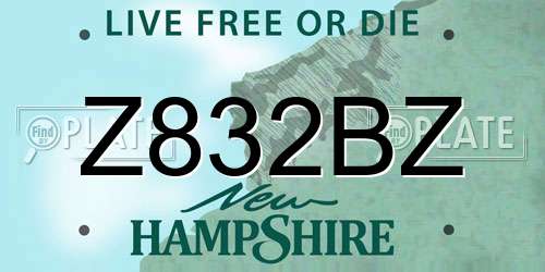 Z832BZ New Hampshire License Plate