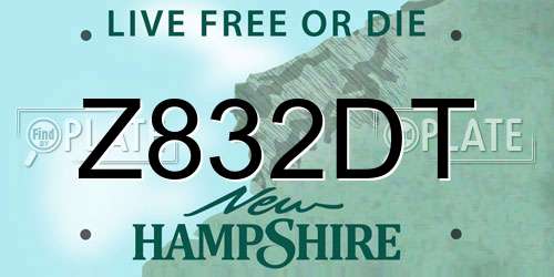 Z832DT New Hampshire License Plate