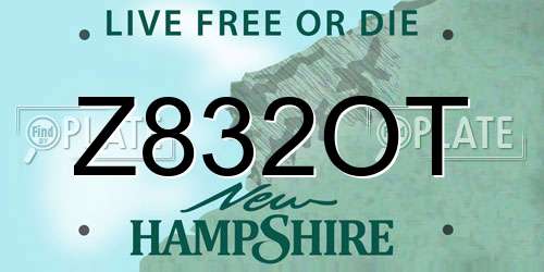 Z832OT New Hampshire License Plate