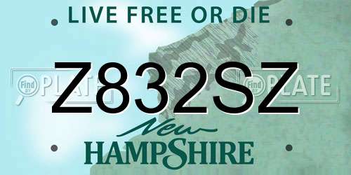 Z832SZ New Hampshire License Plate