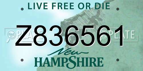 Z836561 New Hampshire License Plate