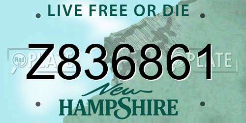 Z836861 New Hampshire License Plate