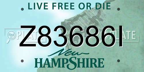 Z83686I New Hampshire License Plate