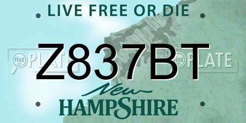 Z837BT New Hampshire License Plate