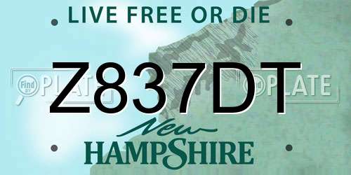 Z837DT New Hampshire License Plate