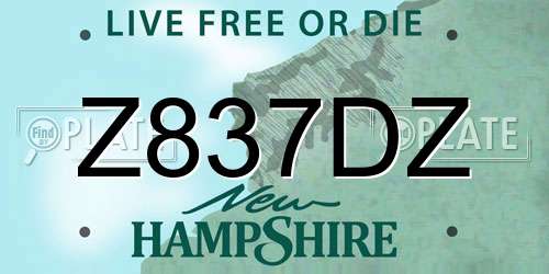 Z837DZ New Hampshire License Plate