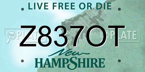 Z837OT New Hampshire License Plate