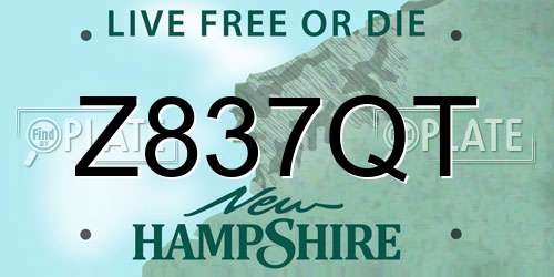 Z837QT New Hampshire License Plate