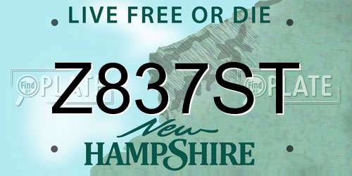 Z837ST New Hampshire License Plate