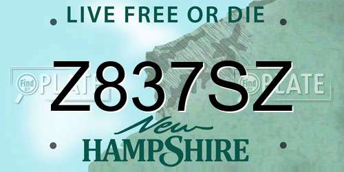 Z837SZ New Hampshire License Plate
