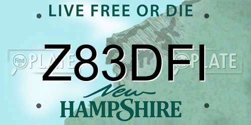 Z83DFI New Hampshire License Plate