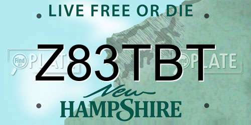 Z83TBT New Hampshire License Plate