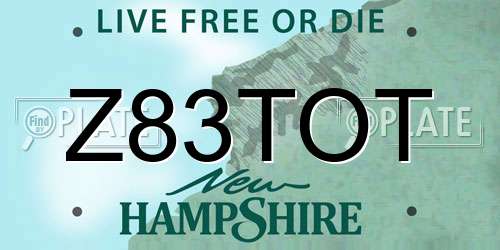Z83TOT New Hampshire License Plate