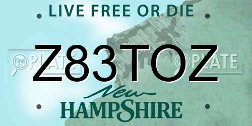 Z83TOZ New Hampshire License Plate