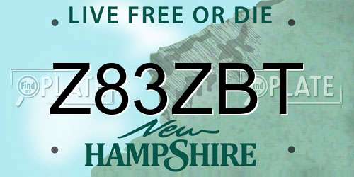 Z83ZBT New Hampshire License Plate