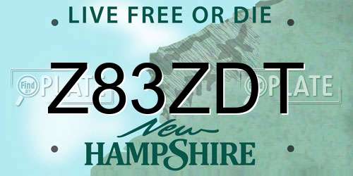 Z83ZDT New Hampshire License Plate