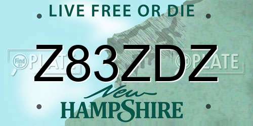 Z83ZDZ New Hampshire License Plate