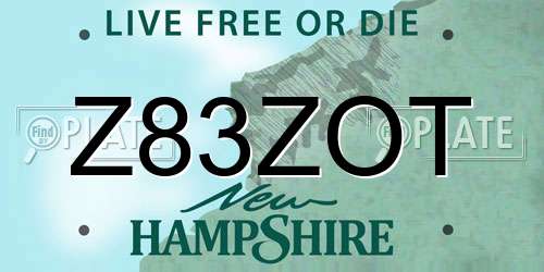 Z83ZOT New Hampshire License Plate