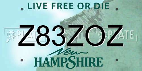 Z83ZOZ New Hampshire License Plate